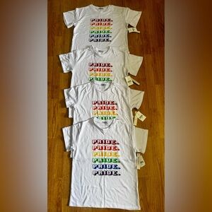 4 - Adult PRIDE Short Sleeve Tees - White with Rainbow Print
